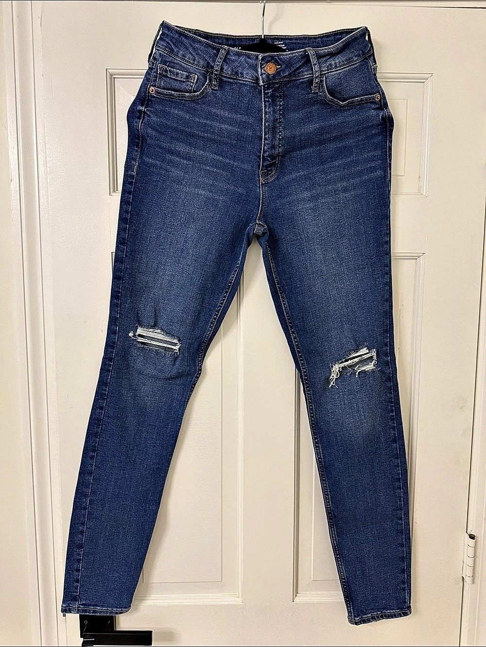 Rockstar Super Skinny Distressed Skinny Jeans Blue Size 8